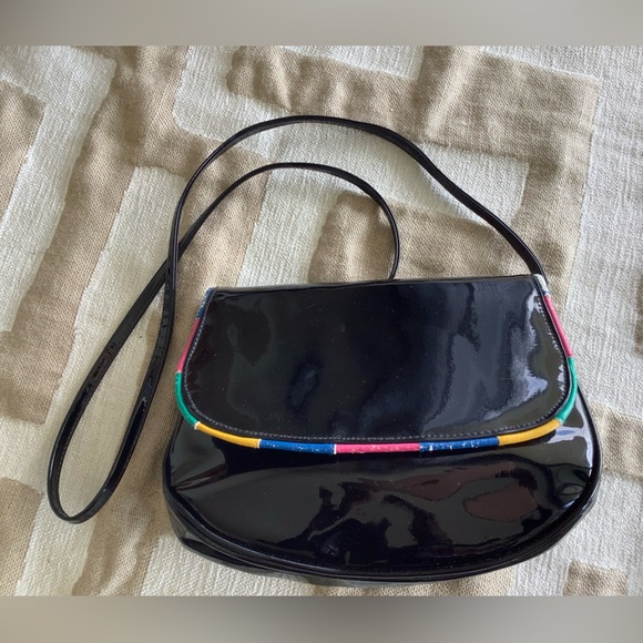 Black Patent Leather Shoulder Bag - Picture 1 of 2
